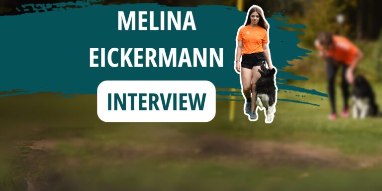 Interview mit Melina Eickermann Vierkämpferin im Turnierhundsport. Melina ist mit ihrem Border Collie Bounty in der Unterordnung zu sehen.