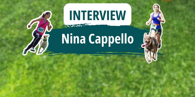 Vorschaubild zum Interview mit der internationalen Hundesportlerin Nina Cappello auf einer grünen Wiese mit Hundesport-Motiven